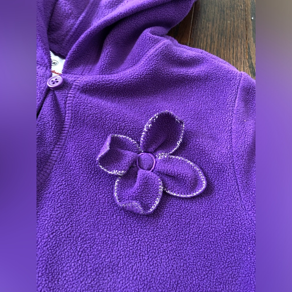Hanna Andersson Girls 10 Purple Oversized Fleece Hooded Sweatshirt w/Pockets - Picture 4 of 11